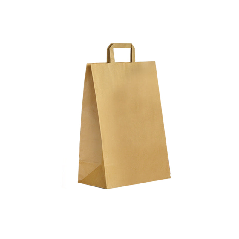 Sac kraft brun recyclé|poignées plates|45+17x48cm|par 120