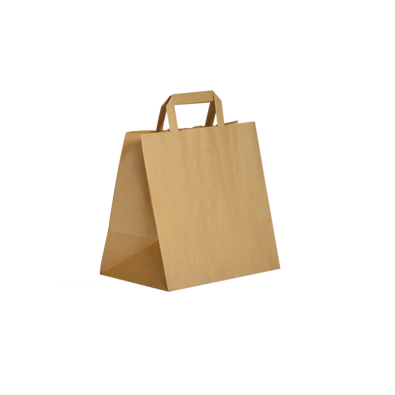 Sac kraft brun recyclé|poignées plates|26+19x25cm|par 250