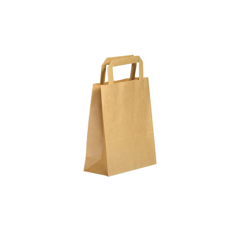 Sac kraft brun recyclé|poignées plates|18+8x22cm|par 300
