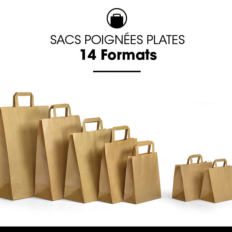 Recycled brown kraft bag | flat handles | 18+8x22cm | 300 per bag
