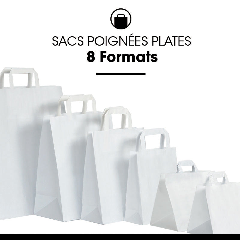 Smooth white kraft bag | flat handles | 26+19x25cm | 250 per bag