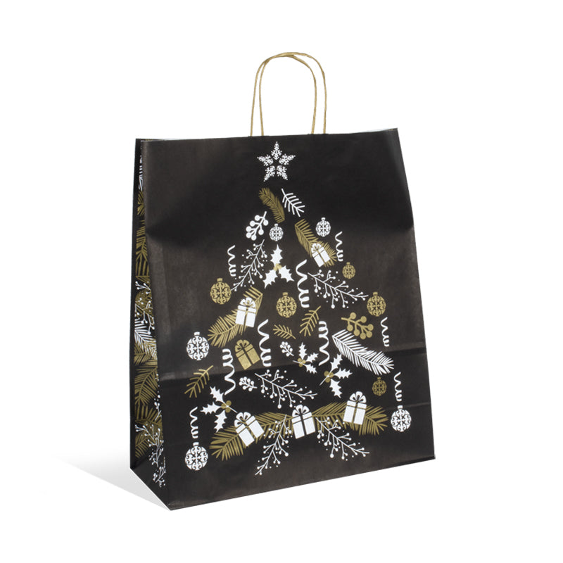Sac Corben Noir II kraft blanc poignées torsadées 35+14x40cm par 150