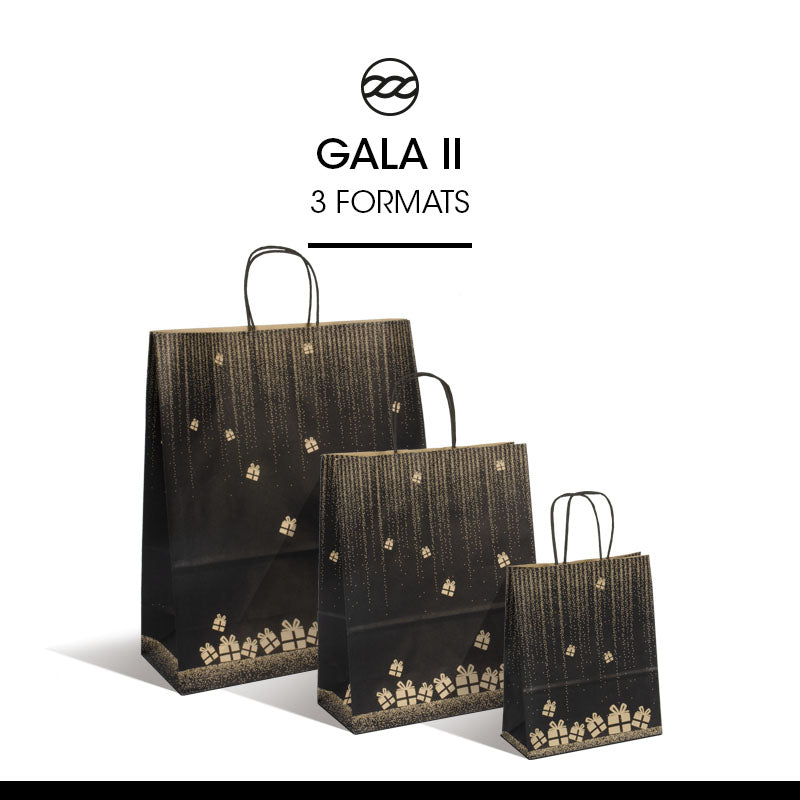 Sac Gala II kraft brun poignées torsadées 35+14x40cm par 150