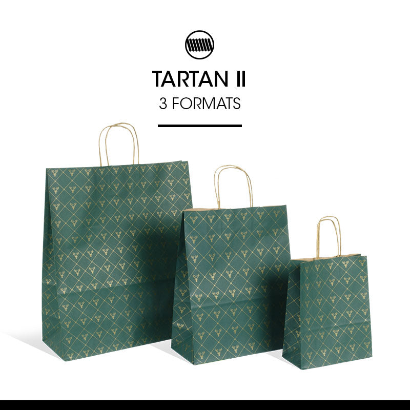 Sac Tartan II kraft brun poignées torsadées 26+12x31cm par 250