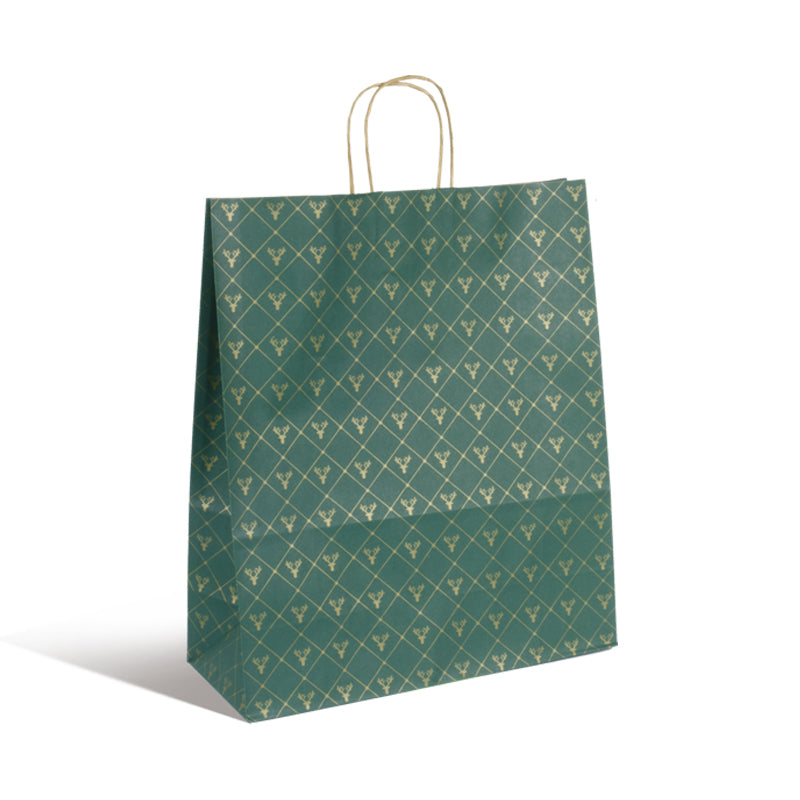 Sac Tartan II kraft brun poignées torsadées 35+14x40cm par 150