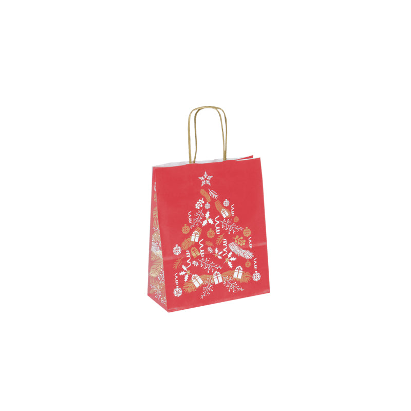Sac Corben Rouge II kraft blanc poignées torsadées 18+8x22cm par 250