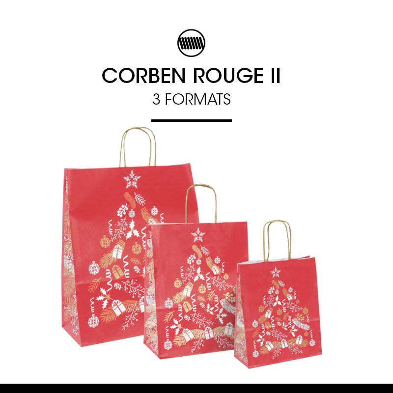 Sac Corben Rouge II kraft blanc poignées torsadées 26+12x31cm par 250