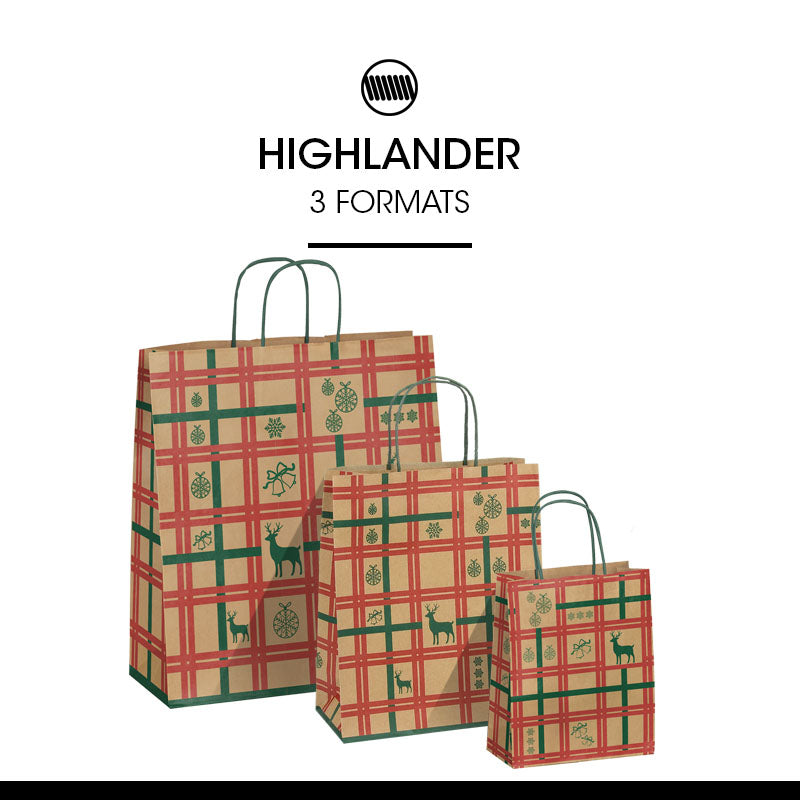 Sac Highlander kraft brun poignées torsadées 26+12x31cm par 250