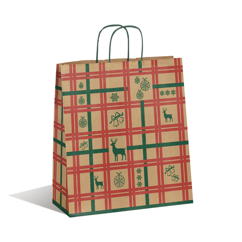 Sac Highlander kraft brun poignées torsadées 35+14x40cm par 150
