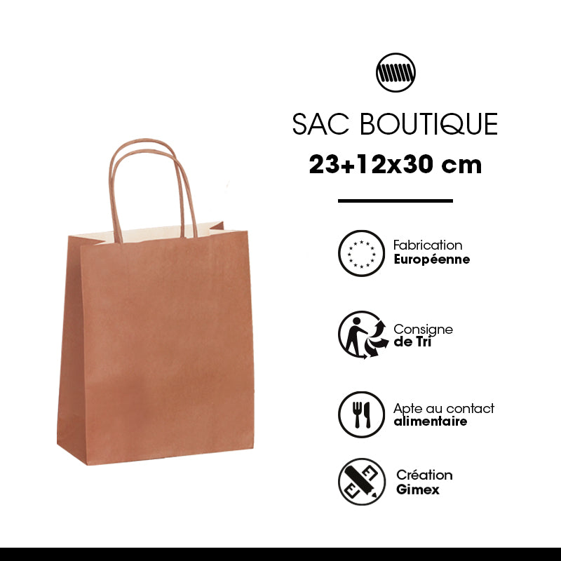 Sac papier poignées torsadées TERRA 23+12x30cm par 250