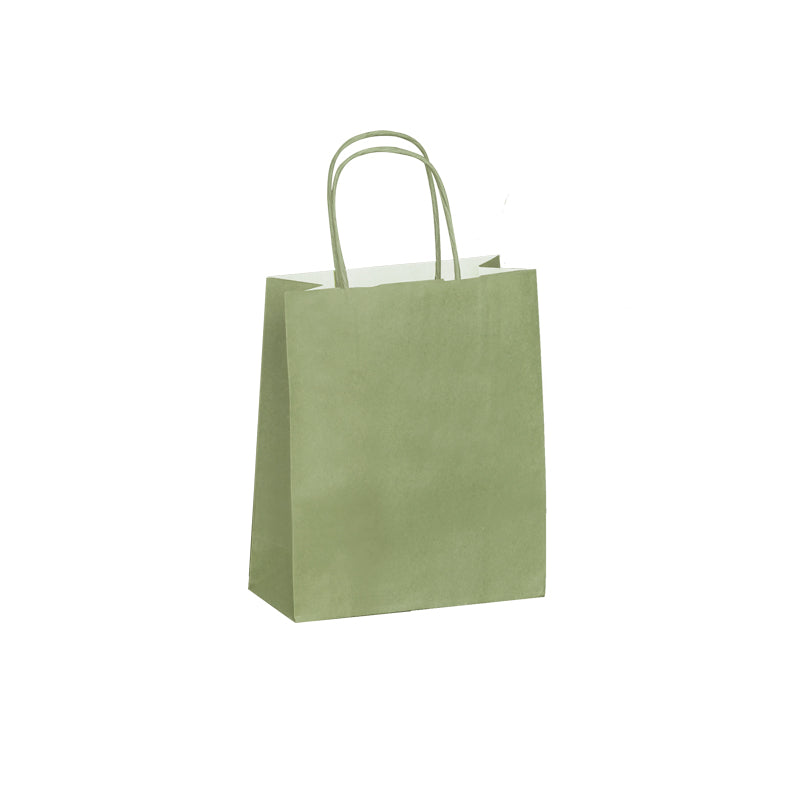 Sac papier poignées torsadées VERT AMANDE 18+8x22cm par 300