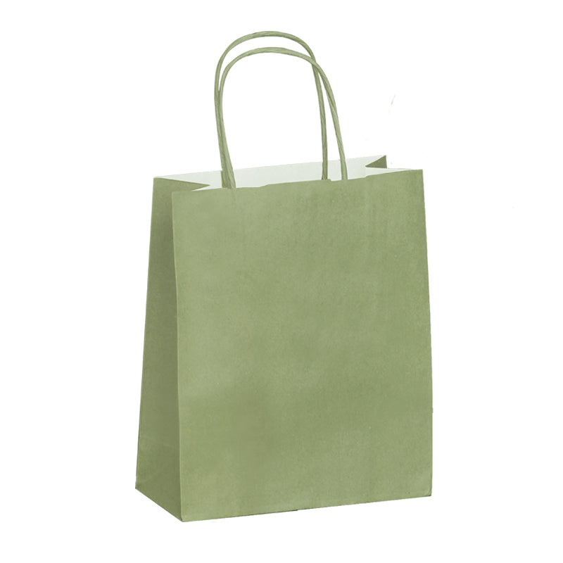Sac papier poignées torsadées VERT AMANDE 35+14x40cm par 250