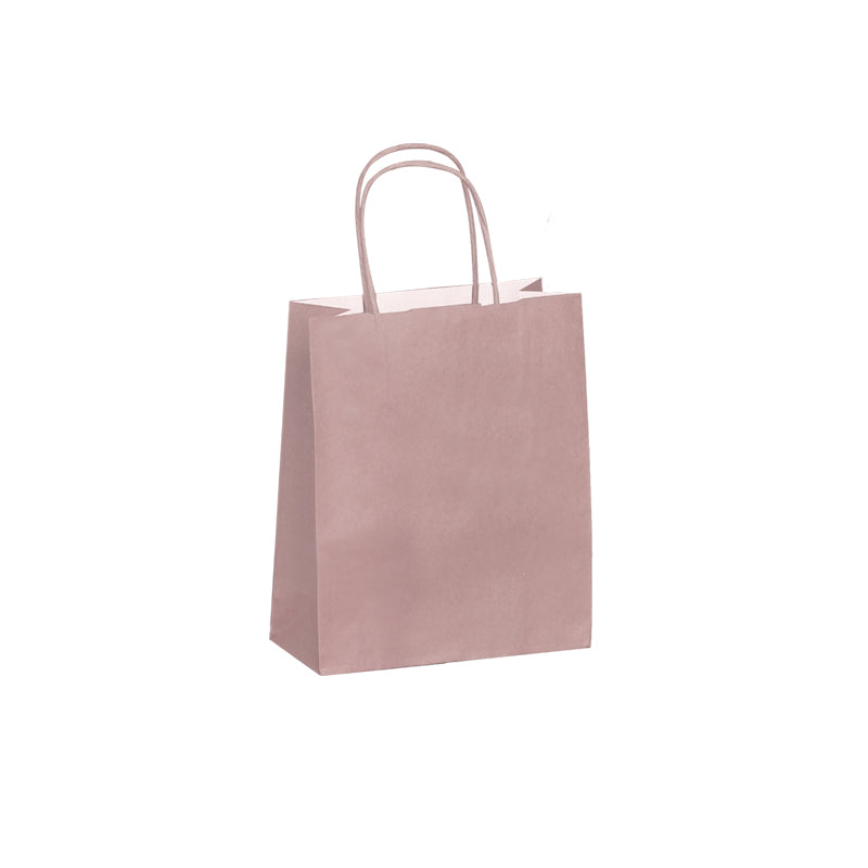 Sac papier poignées torsadées ROSE POUDRE 18+8x22cm par 300