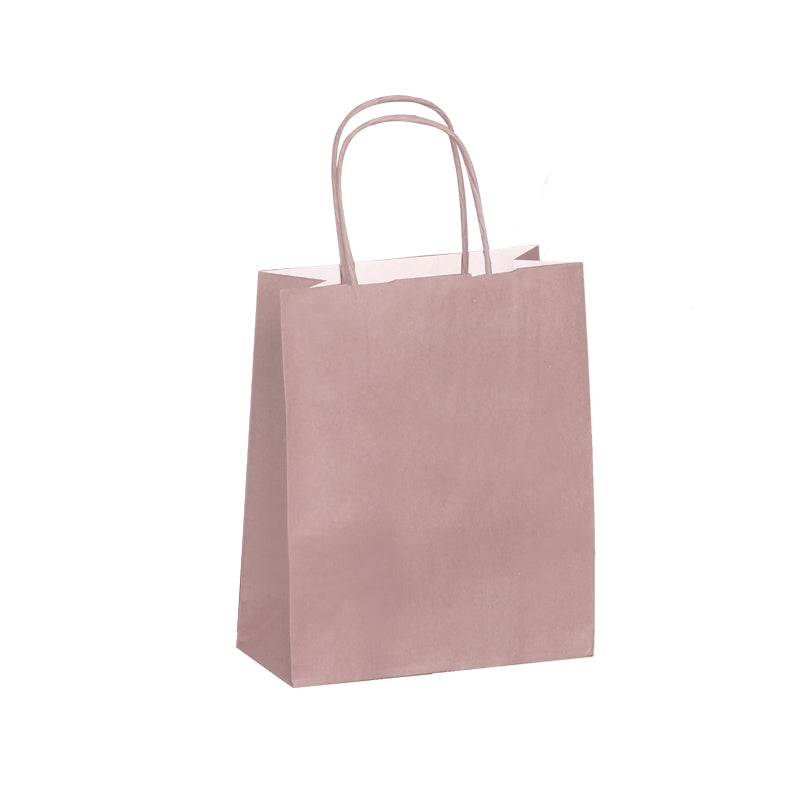 Sac papier poignées torsadées ROSE POUDRE 23+12x30cm par 250