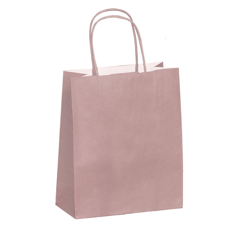 Sac papier poignées torsadées ROSE POUDRE 35+14x40cm par 250