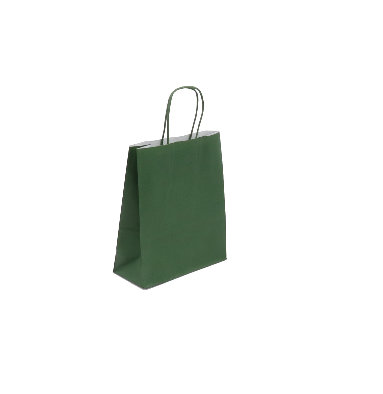 Sac papier poignées torsadées VERT FORÊT 18+8x22cm par 300