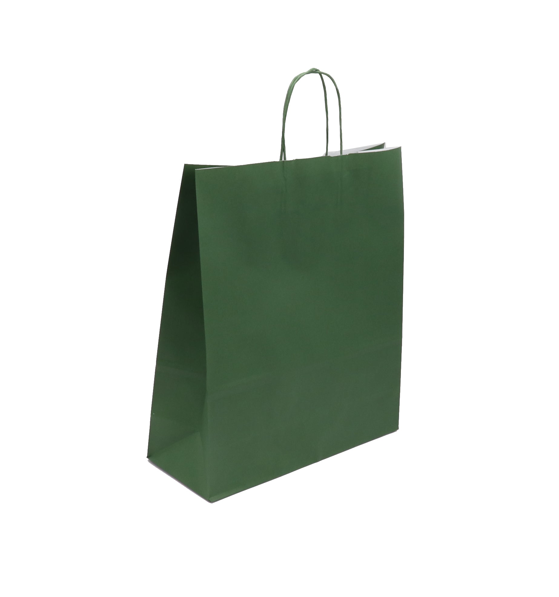 Sac papier poignées torsadées VERT FORÊT 35+14x40cm par 250