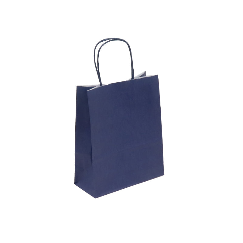 Sac papier poignées torsadées BLEU NAVY 18+8x22cm par 300