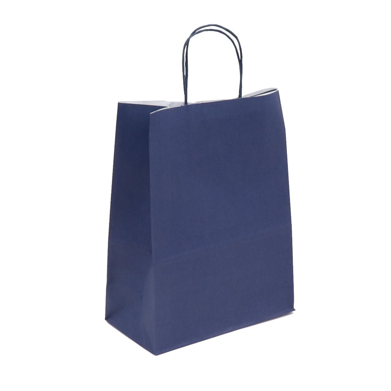 Sac papier poignées torsadées BLEU NAVY 23+12x30cm par 250
