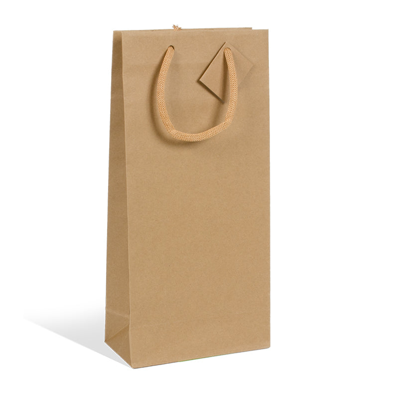 Sac 2 bouteilles kraft brun poignées papier 18+9x38cm par 100