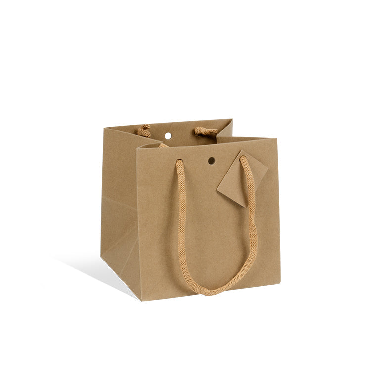 Sac luxe Cube kraft brun poignées papier 18+17,5x18 par 100