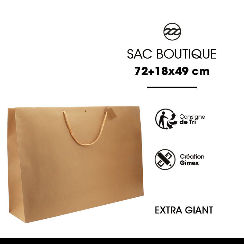 Sac luxe Extra Giant kraft brun poignées papier 72+18x49cm par 30
