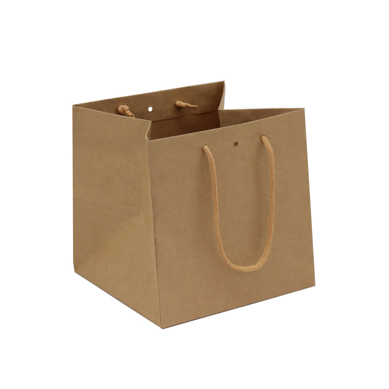 Sac luxe Middle Cube kraft brun poignées papier 20+20x20cm par 200