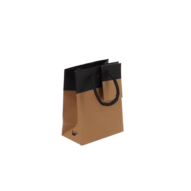 Sac luxe L'Exceptionnel Line kraft brun et noir poignées papier 18+10x22,7cm par 250