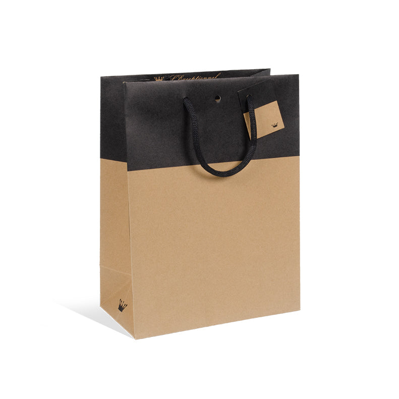 Sac luxe L'Exceptionnel Line kraft brun et noir poignées papier 25+13x33cm par 150