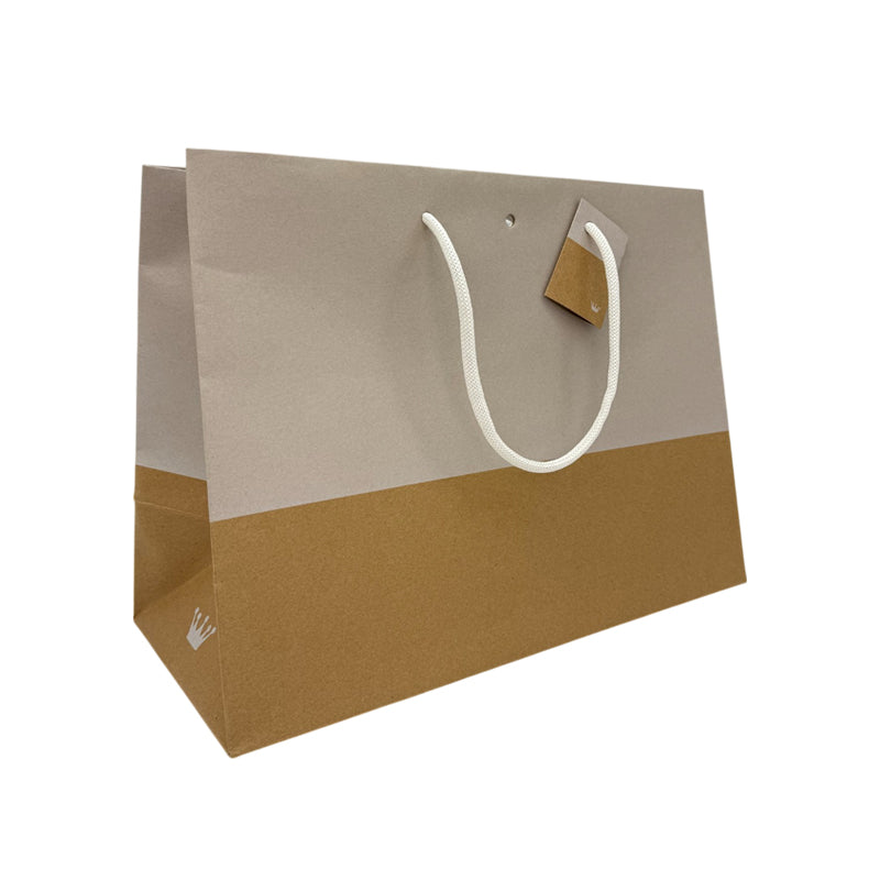 Sac luxe L'Exceptionnel Line kraft brun et blanc poignées 39+18x29cm papier par 60