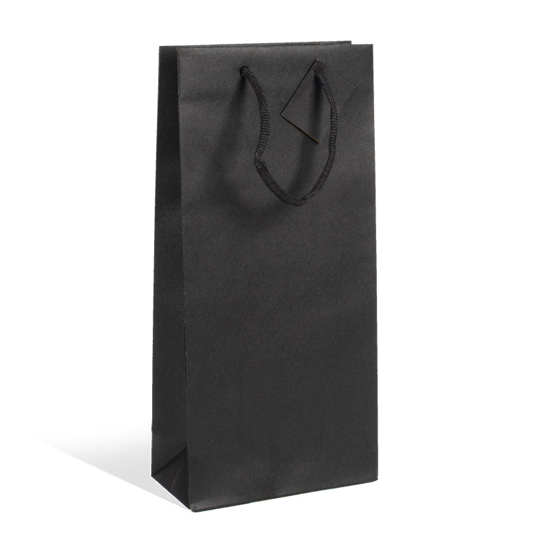 Sac 2 bouteilles kraft noir poignées papier 18+9x38cm par 100