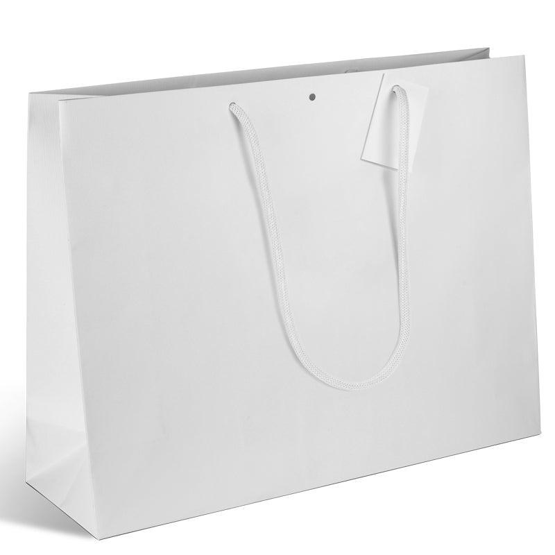 Sac luxe Natural White kraft blanc poignées papier 52+16x40cm par 50
