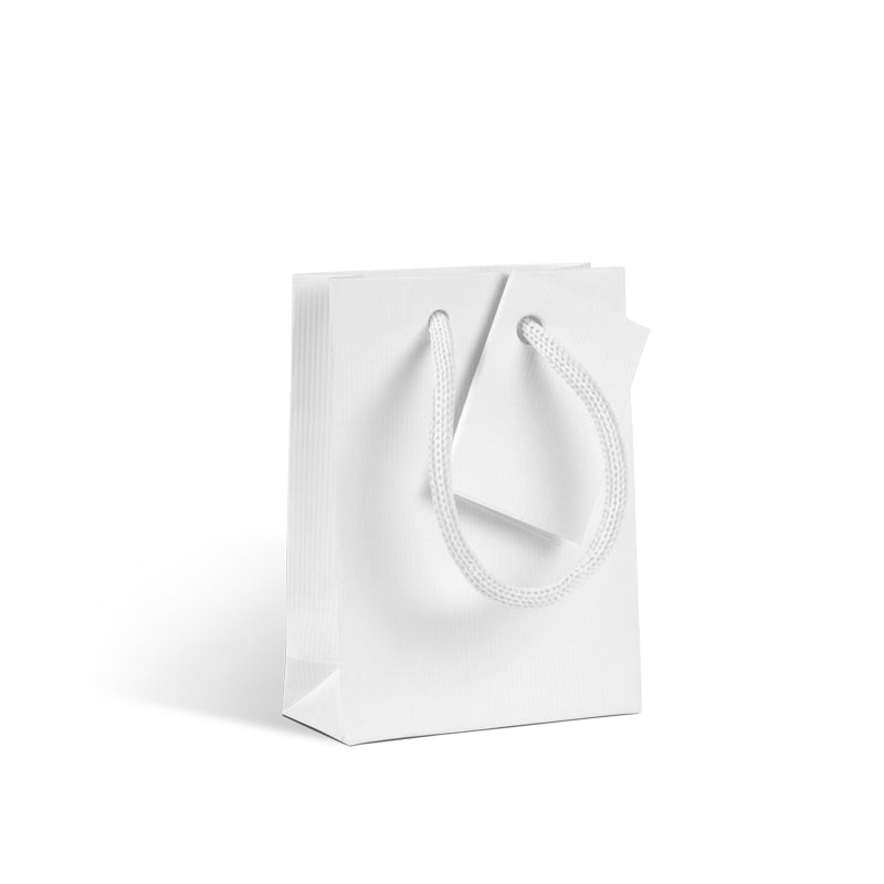 Sac luxe Natural White poignées papier 8,1+3,3x10,8cm par 200