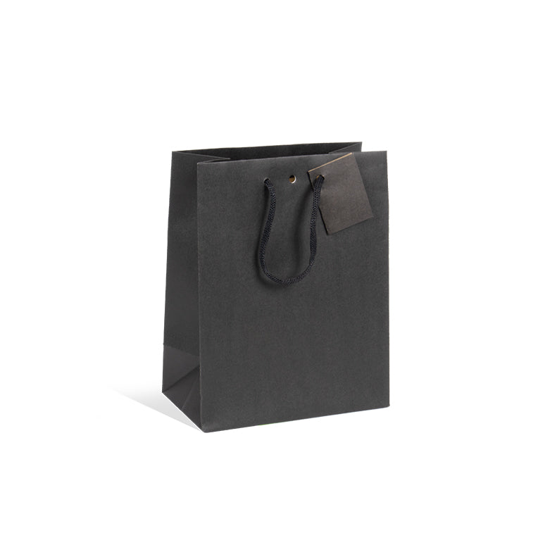 Sac luxe Middle kraft noir poignées papier 18+10x22,7cm par 240
