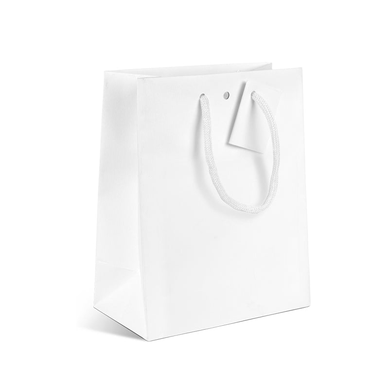 Sac luxe Natural White kraft blanc poignées papier 18+10x22,7cm par 200