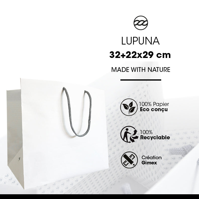 Sac boutique Traiteur Lupuna poignées papier 32+22x29cm par 120