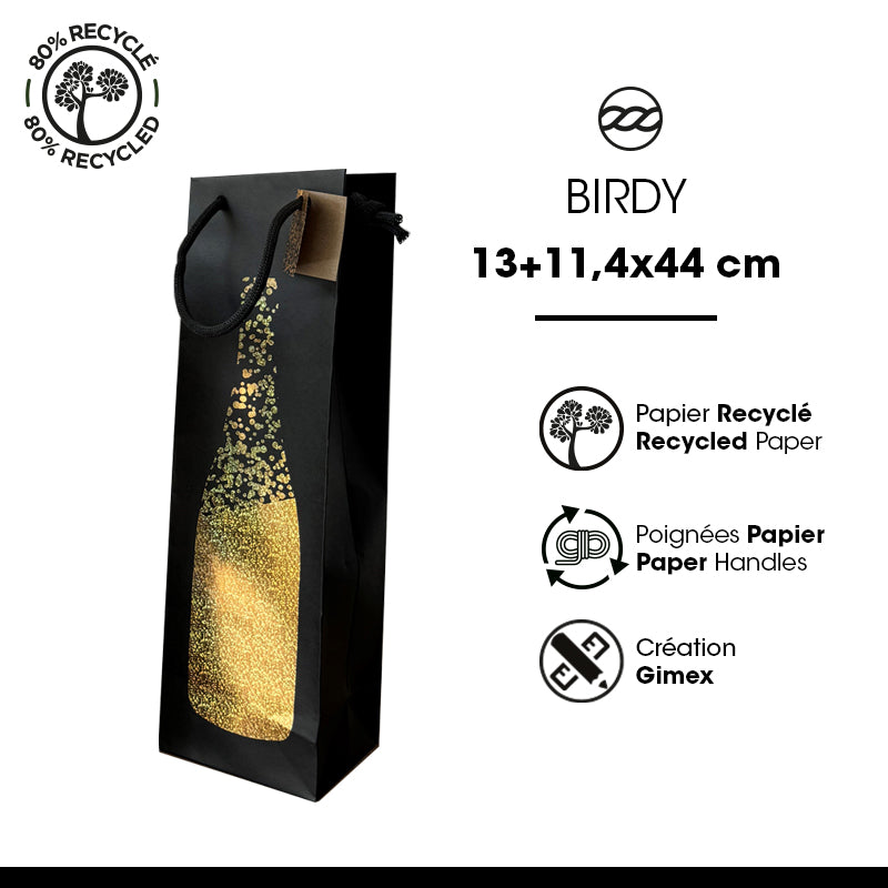 Sac Birdy Magnum kraft brun poignées cordelières 13+11,4x44cm par 100