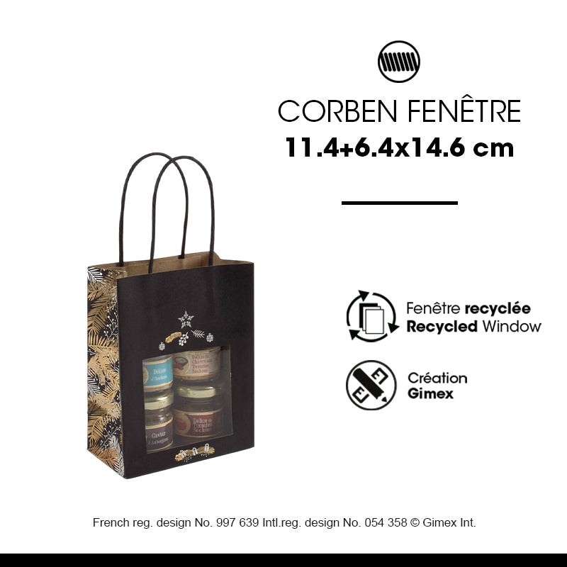 Sac Corben Noir fenêtre - P.Tors K. 140g - 11+6,4x14,6cm par 300