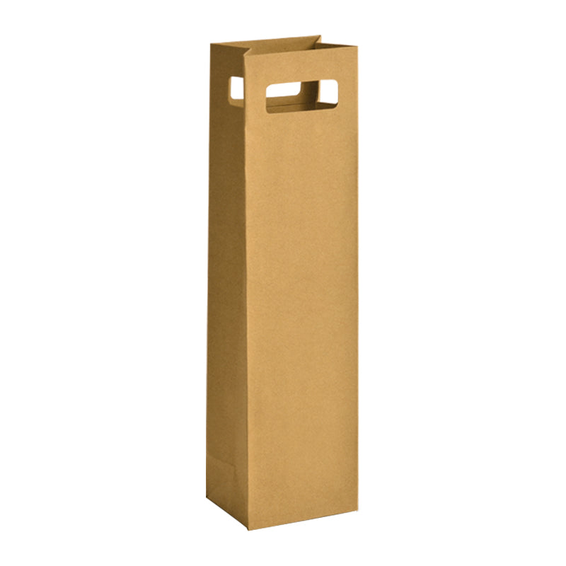 Pochette 1 bouteille kraft brun poignées découpées 11+9x42cm par 200