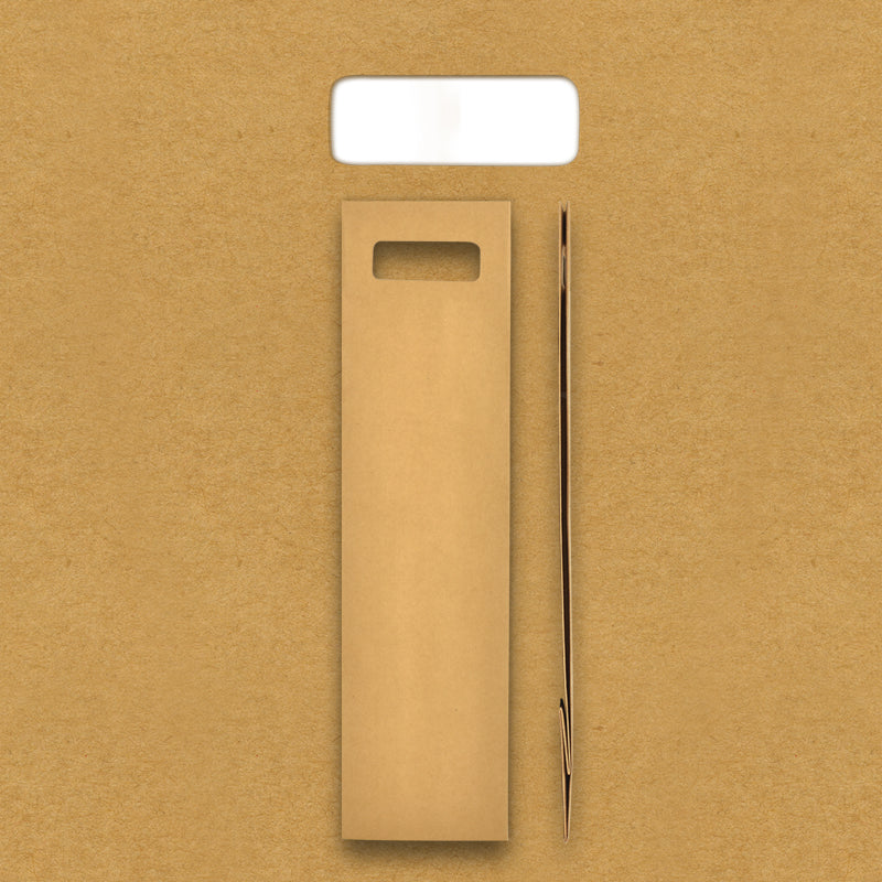 Pochette 2 bouteilles kraft brun poignées découpées 18+9x42cm par 100