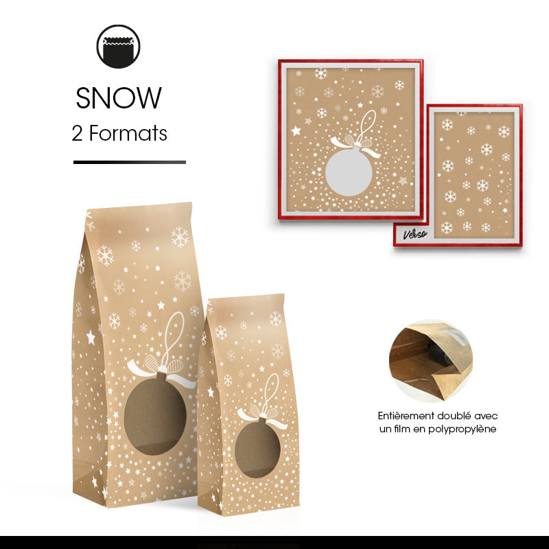 SOS Snow Window Bag, Kraft Brown, 10+5.5x28.5cm, per 1200