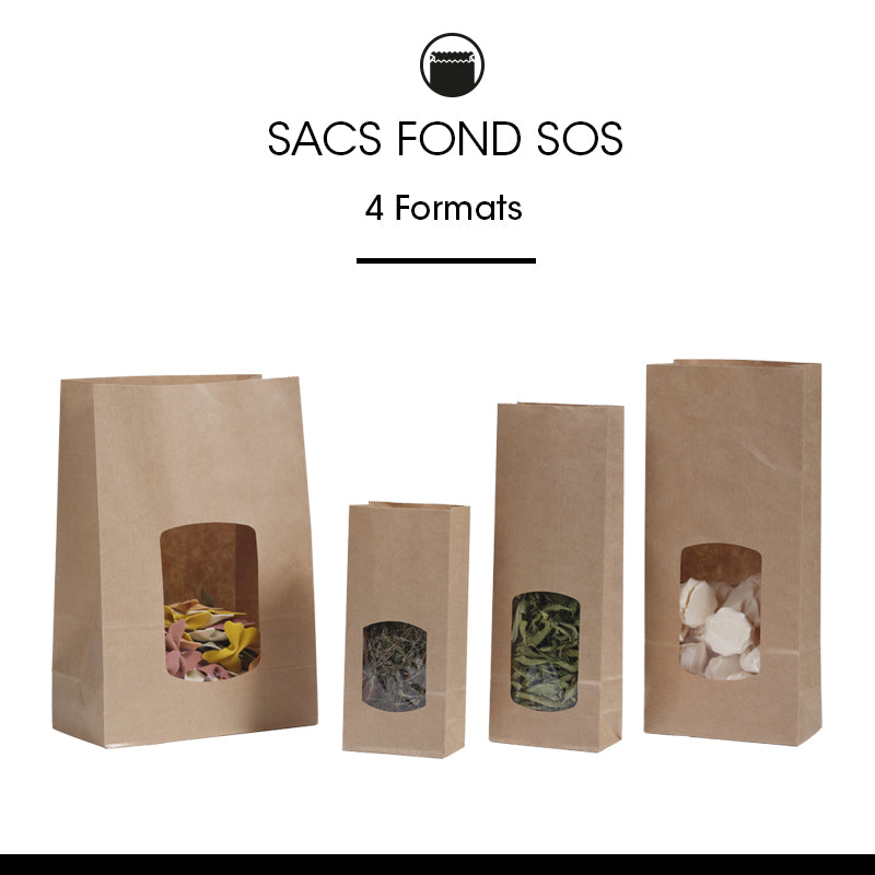 Sac alimentaire SOS fenêtre kraft brun vergé 250 ml par 1200