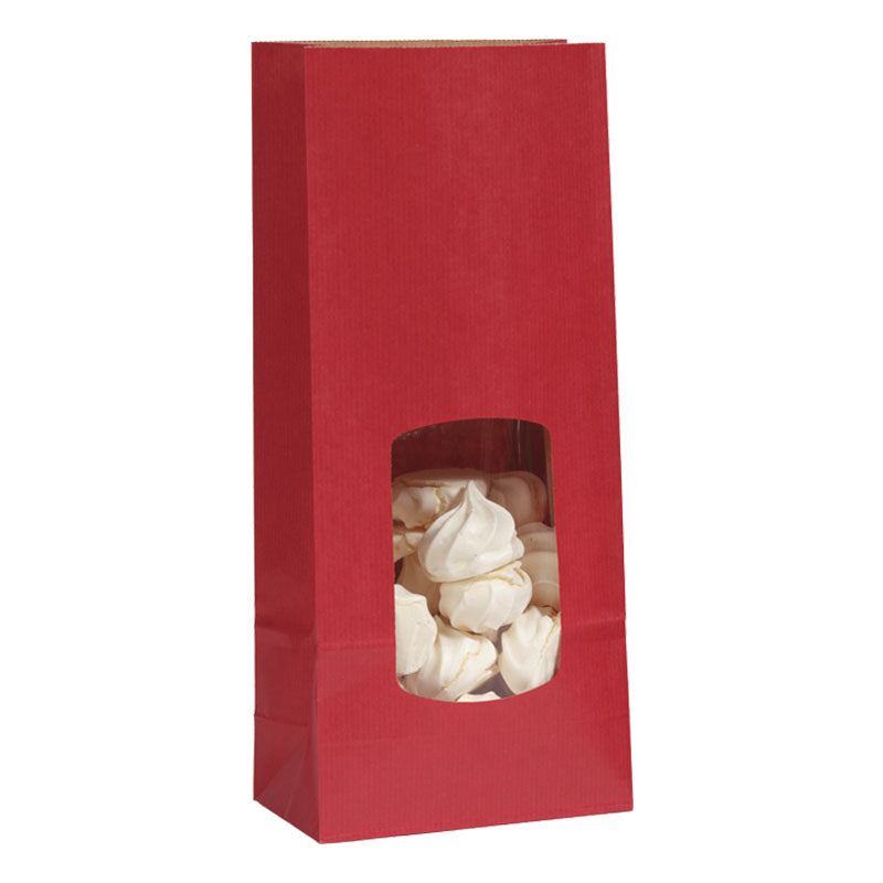 Sac alimentaire SOS fenêtre rouge kraft vergé 850ml par 800