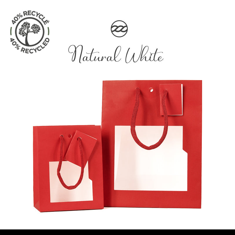 Sac vitrine rouge|Natural Red|poignées papier|18+10x22,7cm|par 240