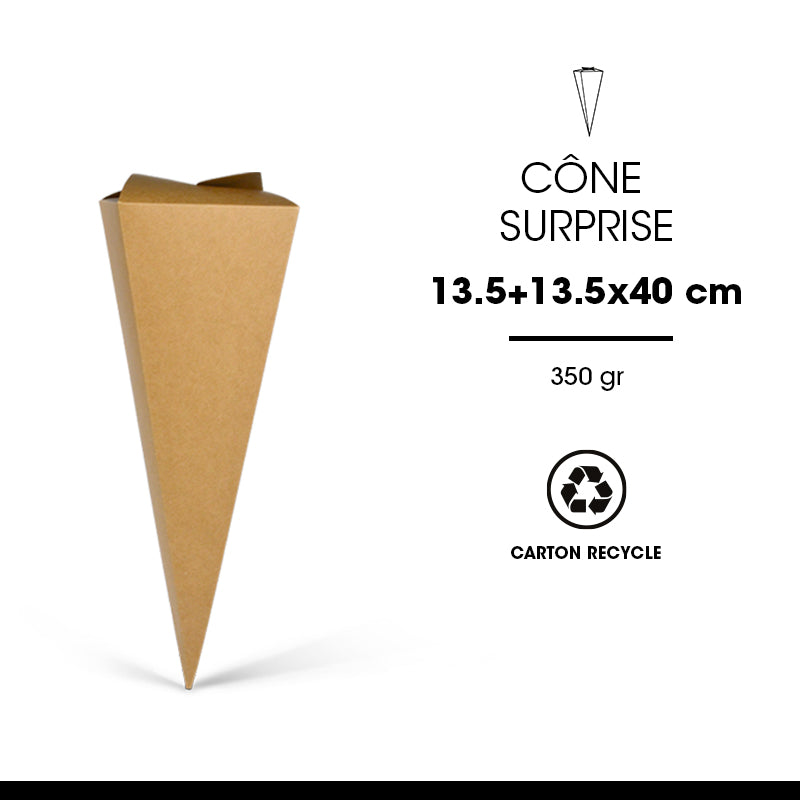 Pochette surprise carton recyclé brun 13,5x13,5x40cm par 100