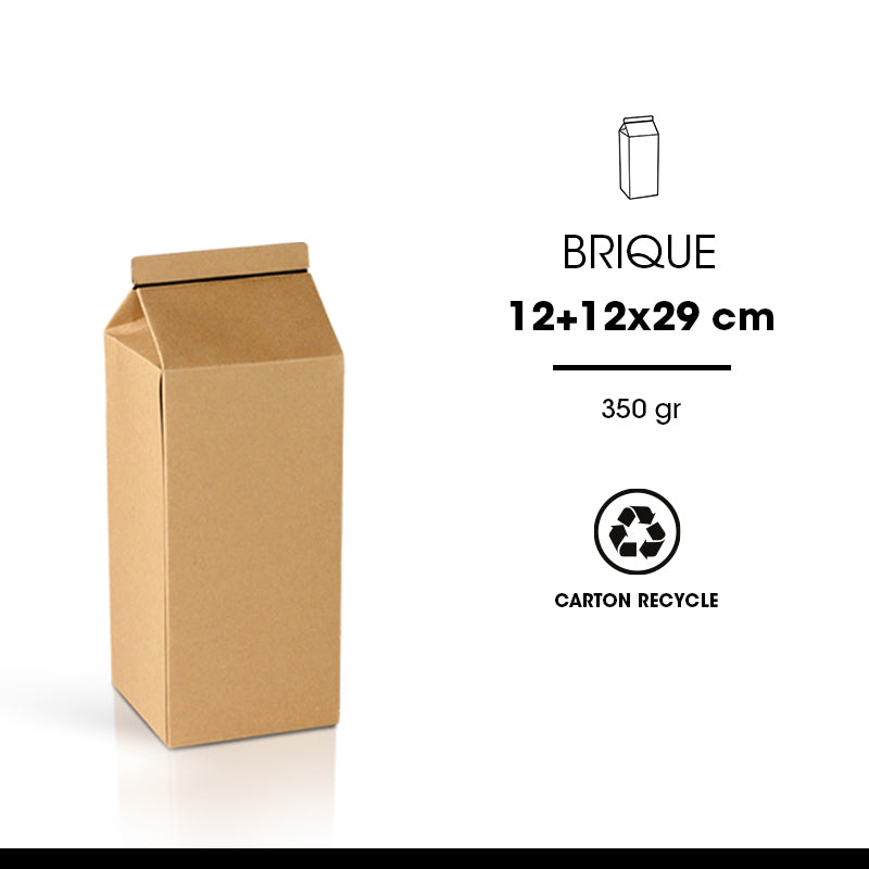 Brique carton recyclé brun 12x12x29cm par 100