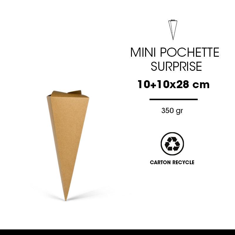 Mini pochette surprise carton recyclé brun 10x10x28cm par 100
