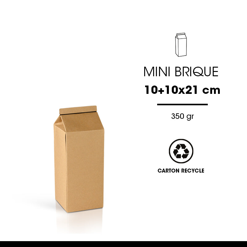 Mini brique carton recyclé brun 10x10x21cm par 100